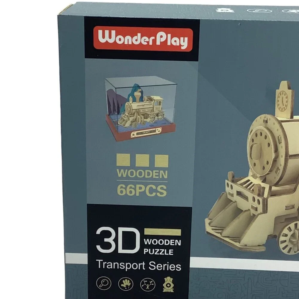 WonderPlay 3D Transport Series Steam Train‎ Wooden Jigsaw Puzzle 66 Pieces 6+
